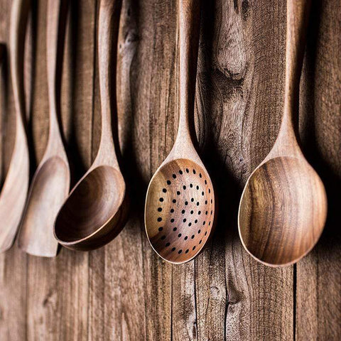 7pcs Teak Natural Wooden Utensil Set