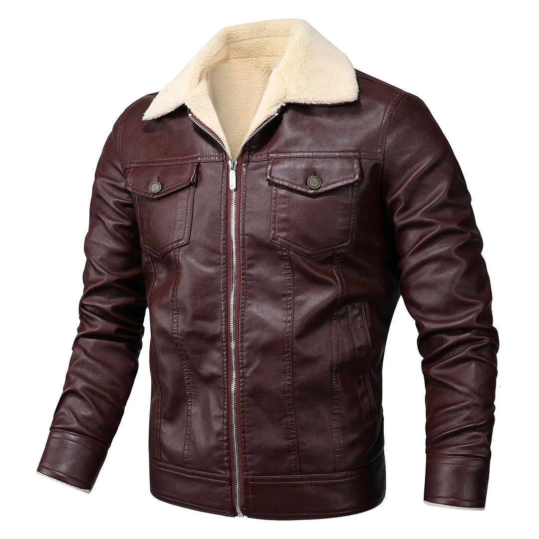 Cade | Leather Biker Fleece Jacket