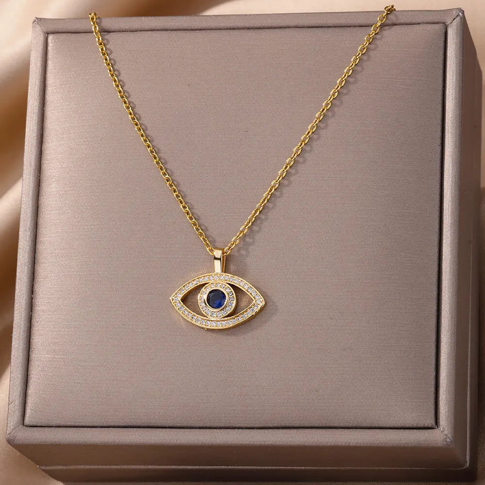 Zircon Blue Evil Eye Necklace