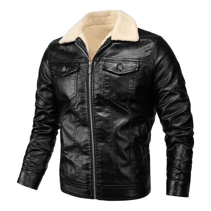 Cade | Leather Biker Fleece Jacket