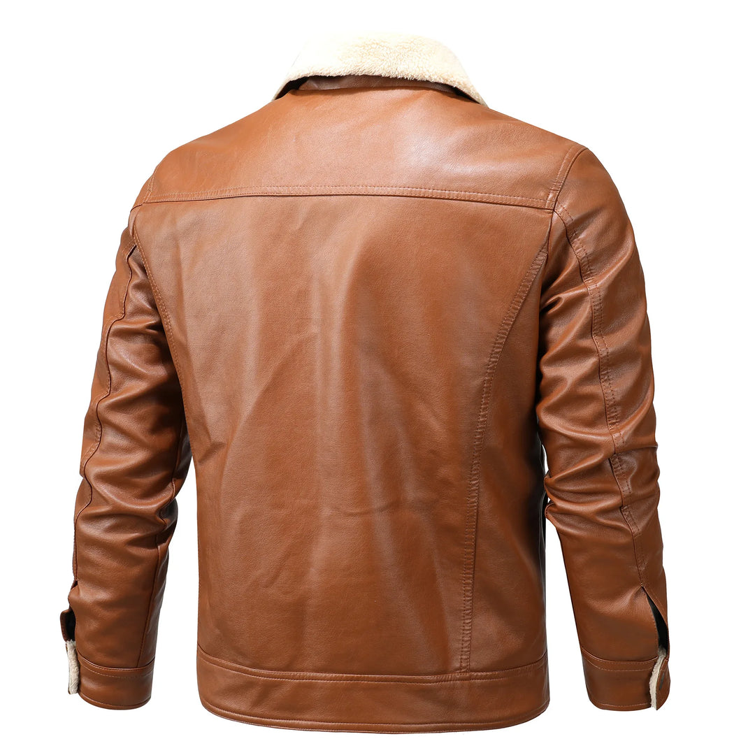 Cade | Leather Biker Fleece Jacket